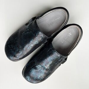 Alegria Kara Leather Comfort Shoe Oceanic Iridescent Blue Snakeskin Women 9.5 10